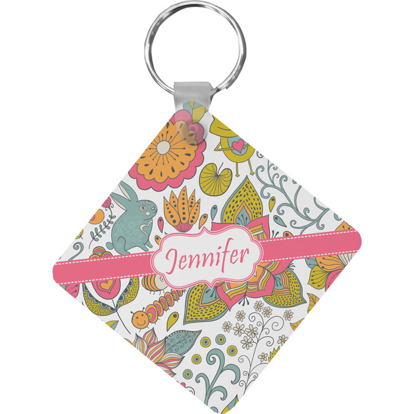 Custom Wild Garden Diamond Plastic Keychain w/ Name or Text
