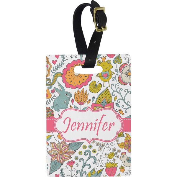 Custom Wild Garden Plastic Luggage Tag - Rectangular w/ Name or Text