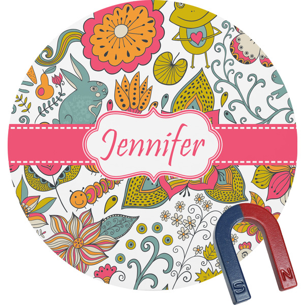 Custom Wild Garden Round Fridge Magnet (Personalized)