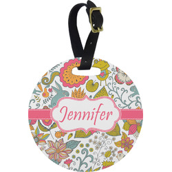 Wild Garden Plastic Luggage Tag - Round (Personalized)