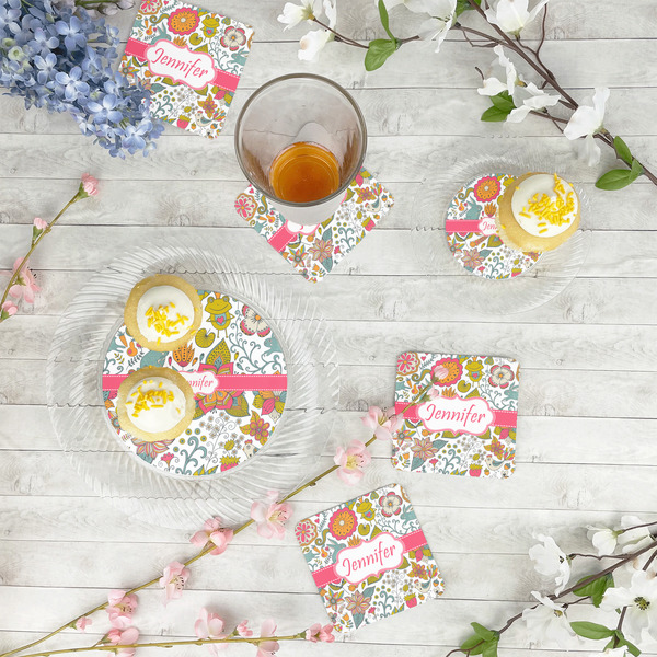 Wild Garden Plastic Party Appetizer & Dessert Plates - In Context