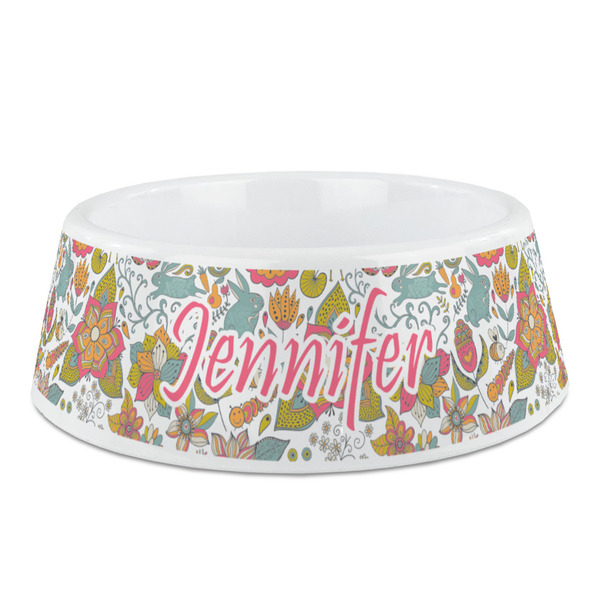 Custom Wild Garden Plastic Dog Bowl - Medium (Personalized)