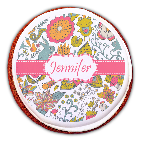 Wild Garden Printed Icing Circle - Large - On Cookie
