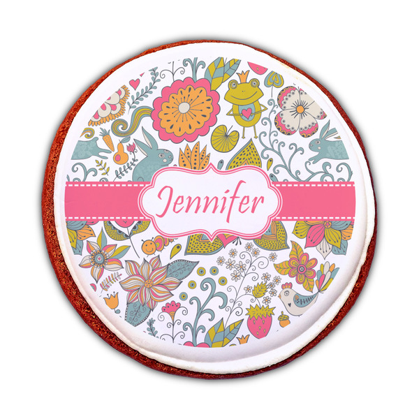 Wild Garden Printed Icing Circle - Medium - On Cookie