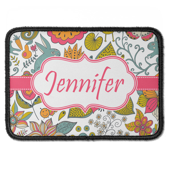 Custom Wild Garden Iron On Rectangle Patch w/ Name or Text