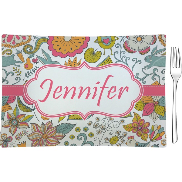 Custom Wild Garden Rectangular Glass Appetizer / Dessert Plate - Single or Set (Personalized)