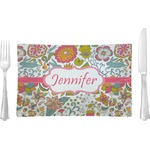 Wild Garden Rectangular Glass Lunch / Dinner Plate - Single or Set (Personalized)