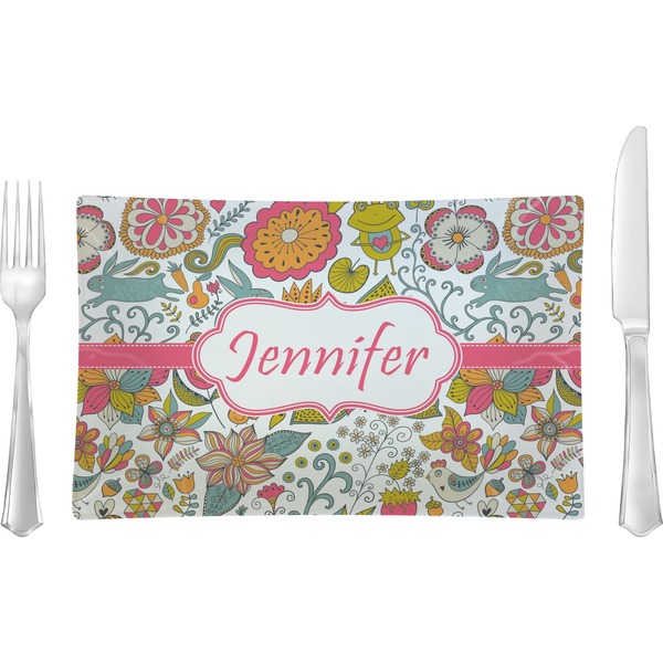 Custom Wild Garden Rectangular Glass Lunch / Dinner Plate - Single or Set (Personalized)