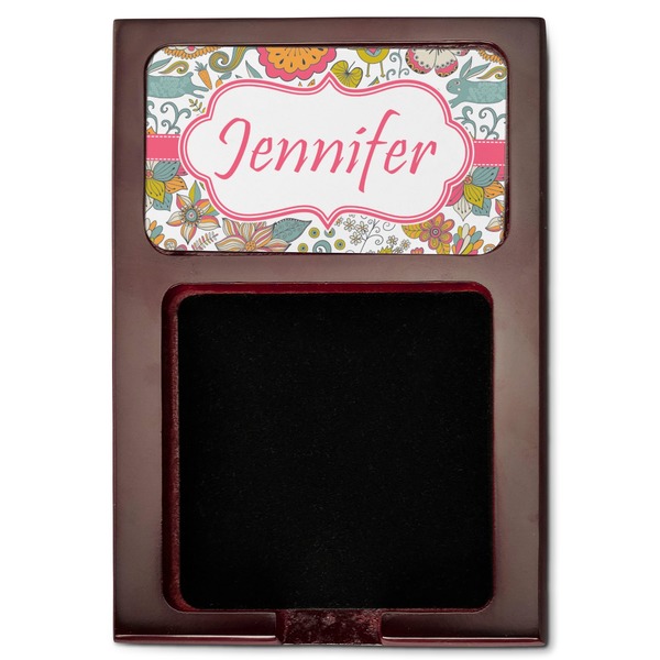 Wild Garden Red Mahogany Sticky Note Holder - Flat