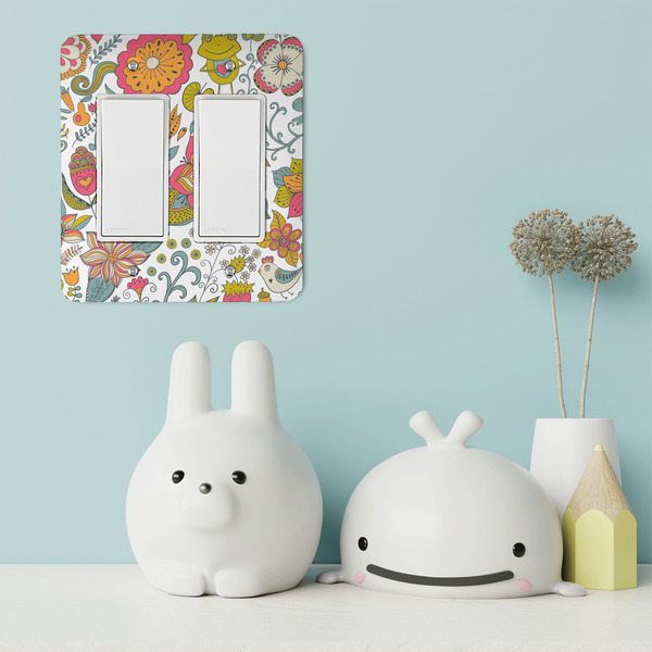 Wild Garden Rocker Light Switch Covers - Double - IN CONTEXT