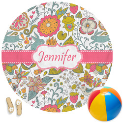 Wild Garden Round Beach Towel (Personalized)