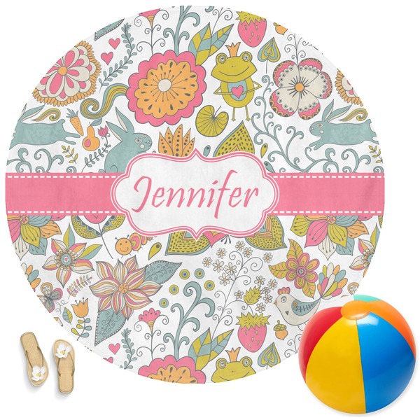Custom Wild Garden Round Beach Towel (Personalized)