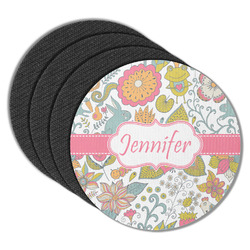 Wild Garden Round Rubber Backed Coasters - Set of 4 (Personalized)