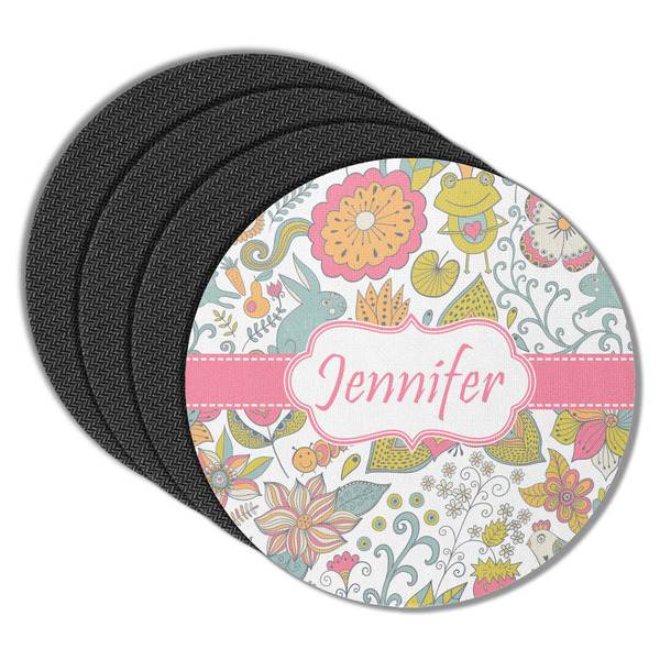 Custom Wild Garden Round Rubber Backed Coasters - Set of 4 (Personalized)