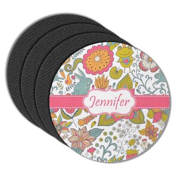 Custom Wild Garden Round Rubber Backed Coasters - Set of 4 (Personalized)