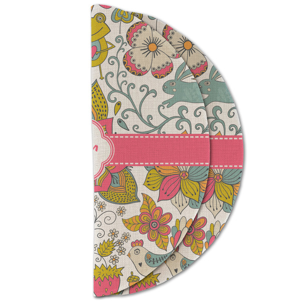 Wild Garden Round Linen Placemats - HALF FOLDED (double sided)