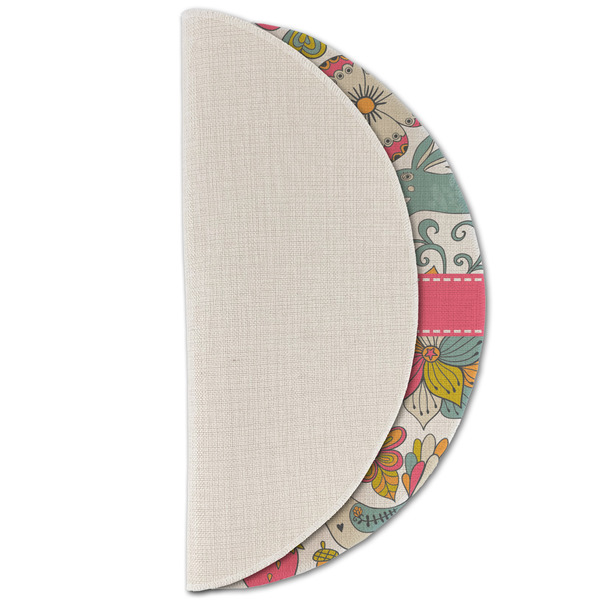 Wild Garden Round Linen Placemats - HALF FOLDED (single sided)