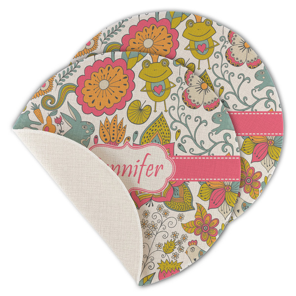Wild Garden Round Linen Placemats - MAIN (Single Sided)
