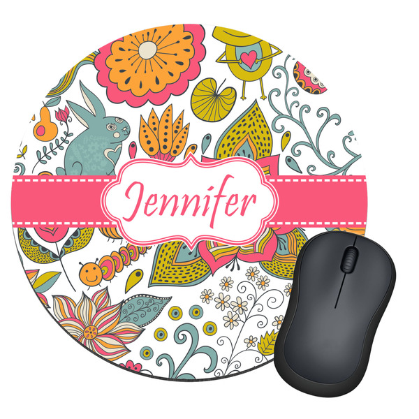 Custom Wild Garden Round Mouse Pad (Personalized)