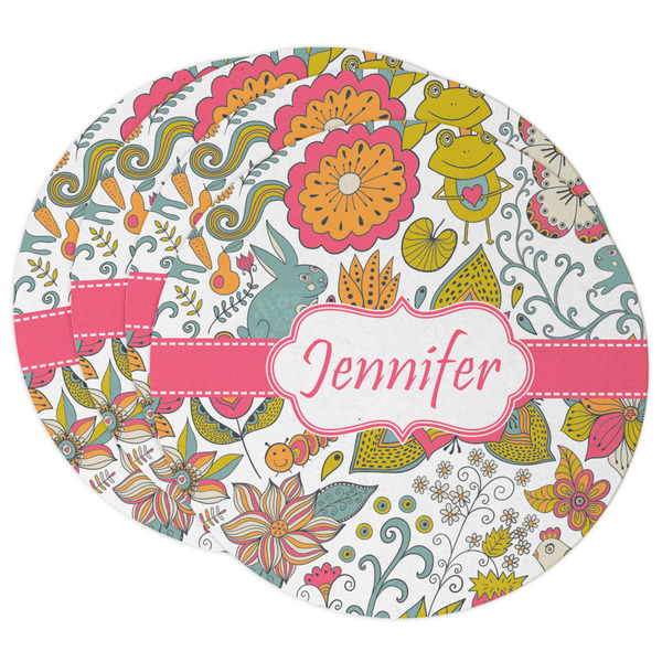 Custom Wild Garden Round Paper Coasters w/ Name or Text