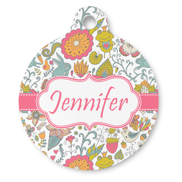 Custom Wild Garden Round Pet ID Tag - Large (Personalized)