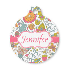 Wild Garden Round Pet ID Tag - Small (Personalized)