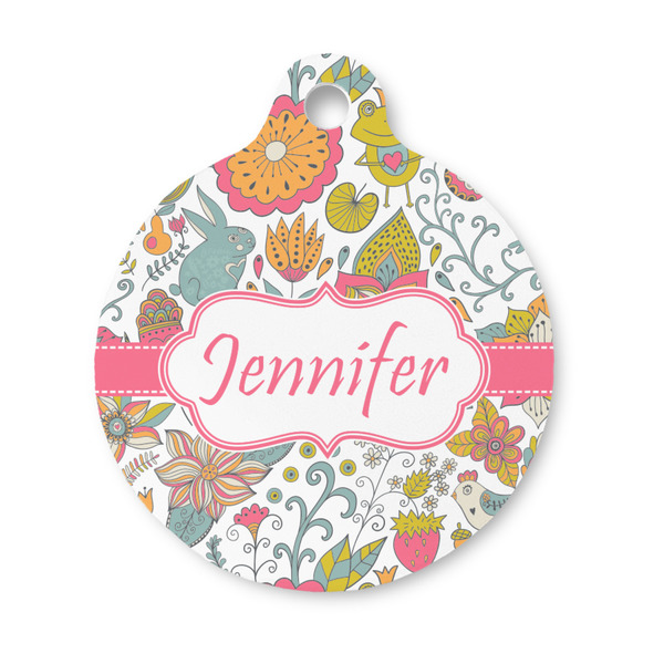 Custom Wild Garden Round Pet ID Tag - Small (Personalized)