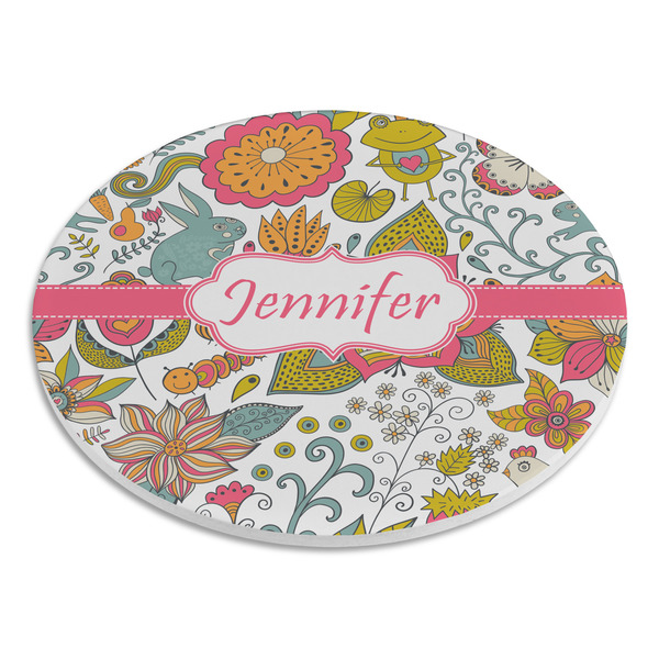 Wild Garden Round Stone Trivet - Angle View