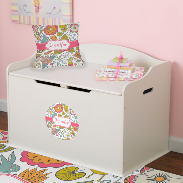 Wild Garden Round Wall Decal on Toy Chest
