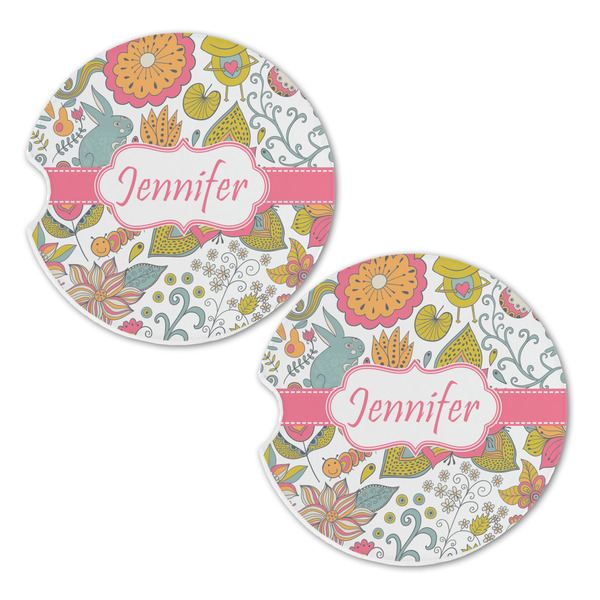 Wild Garden Sandstone Car Coasters - Set of 2
