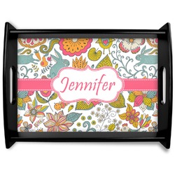 Wild Garden Black Wooden Tray - Large (Personalized)