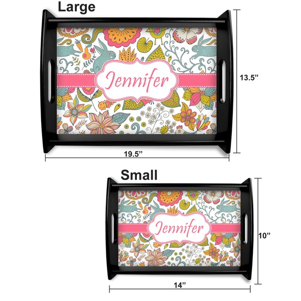 Wild Garden Serving Tray Black Sizes