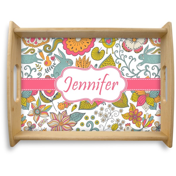 Custom Wild Garden Natural Wooden Tray - Large (Personalized)