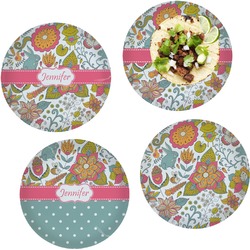 Wild Garden Set of 4 Glass Lunch / Dinner Plate 10" (Personalized)
