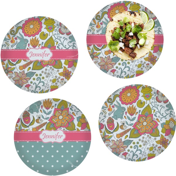 Custom Wild Garden Set of 4 Glass Lunch / Dinner Plate 10" (Personalized)