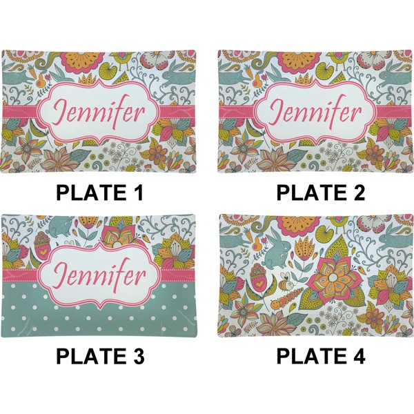 Wild Garden Set of Rectangular Dinner Plates (Approval)
