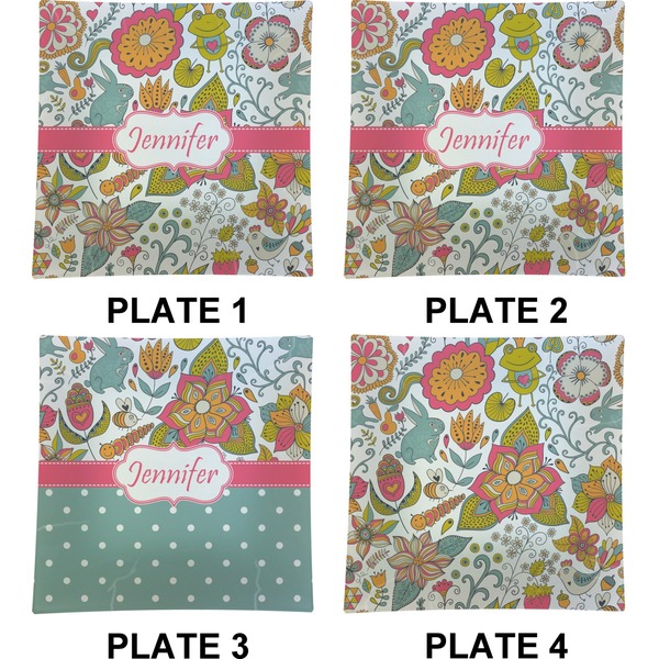 Wild Garden Set of Square Dinner Plates (Approval)
