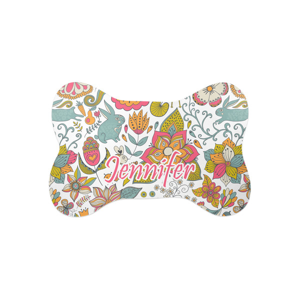 Custom Wild Garden Bone Shaped Dog Food Mat (Small) (Personalized)