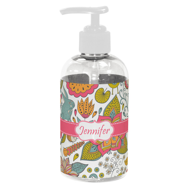 Custom Wild Garden Plastic Soap / Lotion Dispenser (8 oz - Small - White) (Personalized)