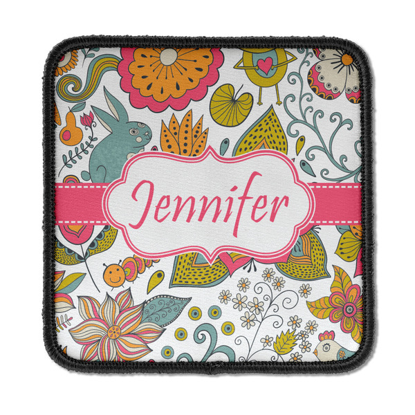 Custom Wild Garden Iron On Square Patch w/ Name or Text