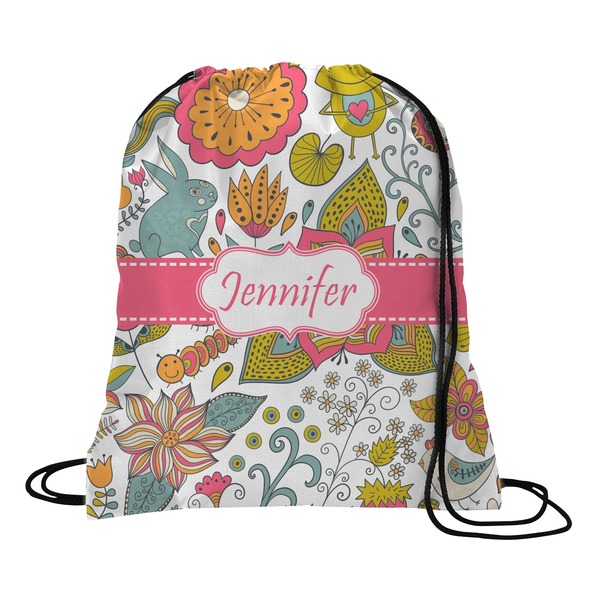 Custom Wild Garden Drawstring Backpack - Large (Personalized)