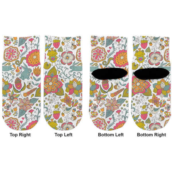 Wild Garden Toddler Ankle Socks - Double Pair - Front and Back - Apvl