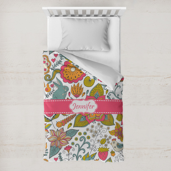 Custom Wild Garden Toddler Duvet Cover w/ Name or Text