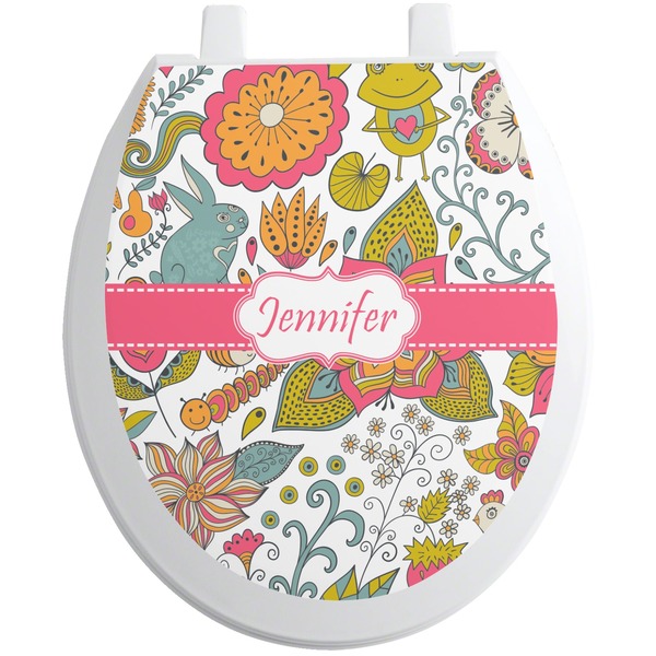 Custom Wild Garden Toilet Seat Decal - Round (Personalized)