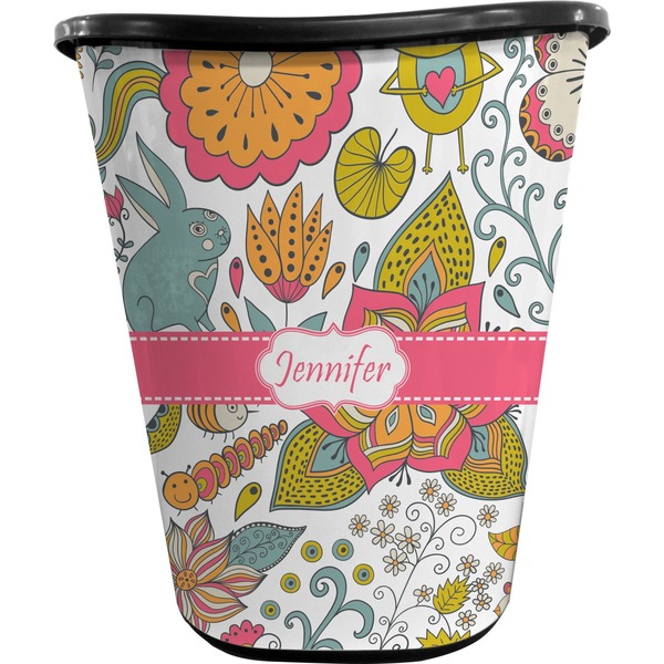 Custom Wild Garden Waste Basket - Single Sided (Black) (Personalized)