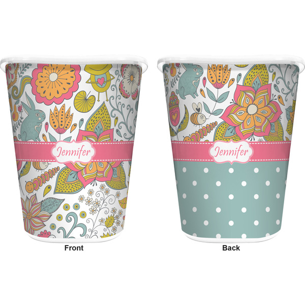 Wild Garden Trash Can White - Front and Back - Apvl