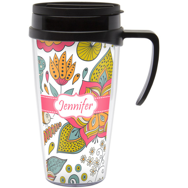 Custom Wild Garden Acrylic Travel Mug with Handle (Personalized)