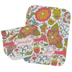 Wild Garden Burp Cloths - Fleece - Set of 2 w/ Name or Text