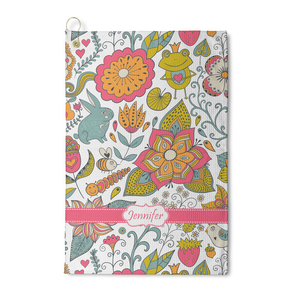 Custom Wild Garden Waffle Weave Golf Towel (Personalized)