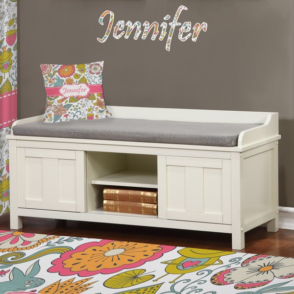 Wild Garden Wall Name Decal Above Storage bench